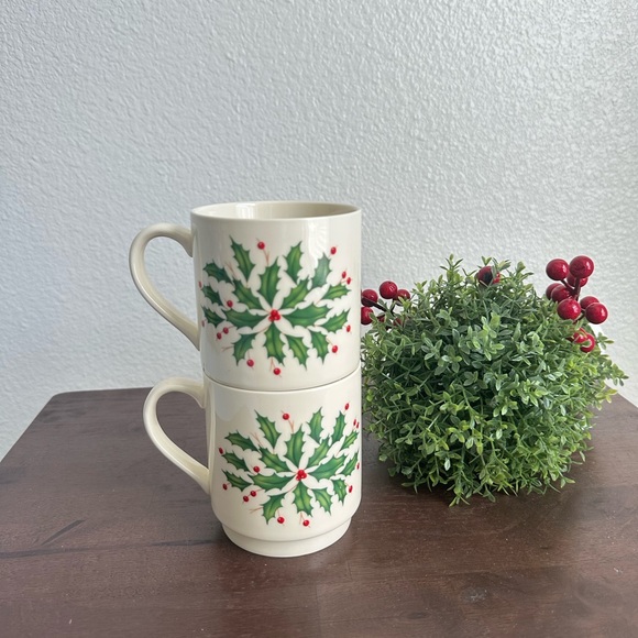 Lenox Holiday Stackable 2 Mugs - Picture 1 of 4